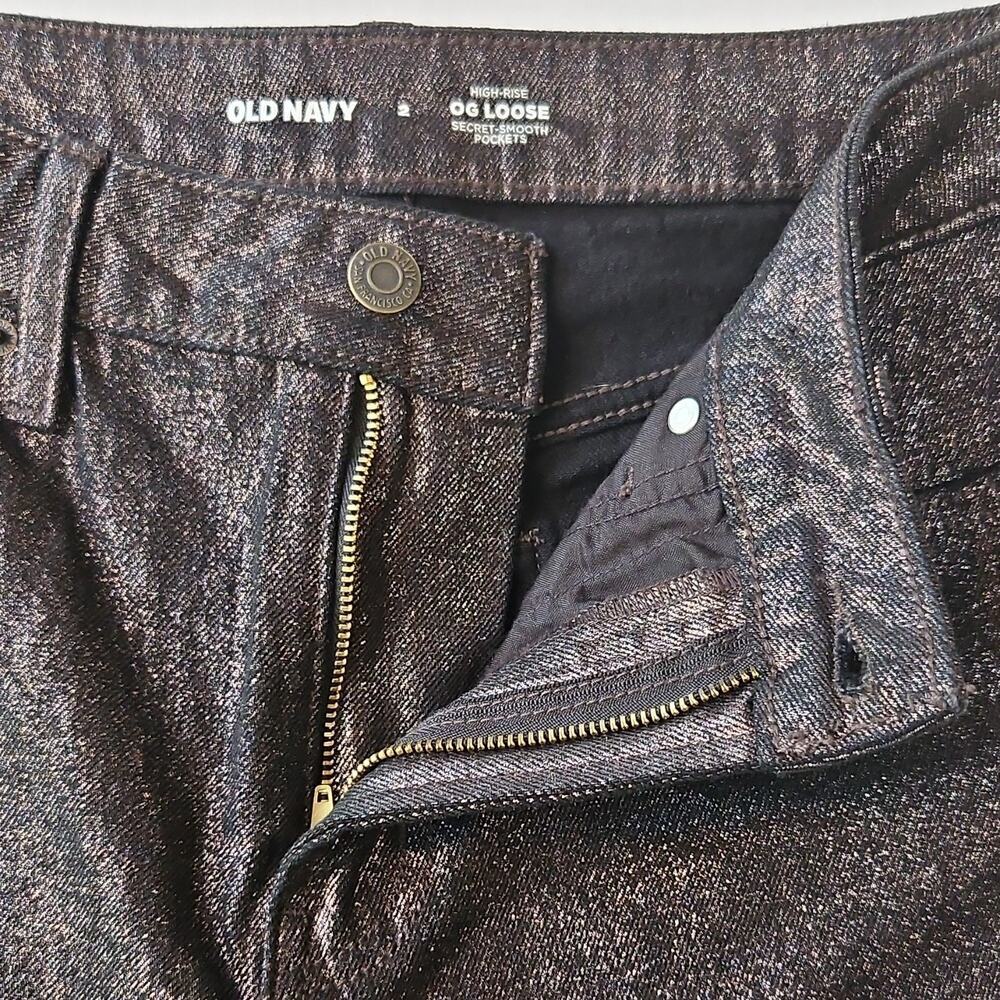 Old Navy Women's High Rise OG Loose Metallic Shimmery Jeans Black size 2 - Picture 4 of 10